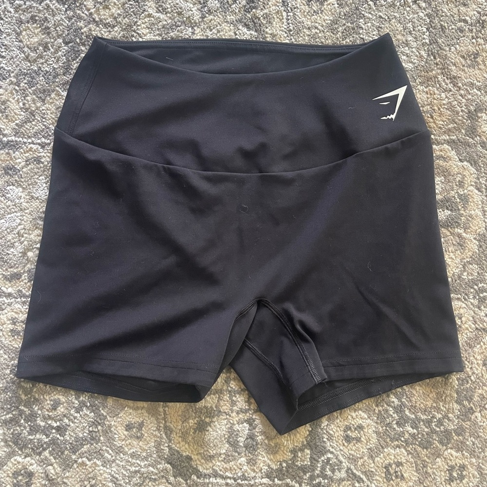 Gymshark Black Bike Shorts High Waist Moisture-Wicking Spandex